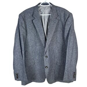 Stafford Linen Blend Blazer‎ Jacket Classic Fit Mens 50R Blue Double Vented